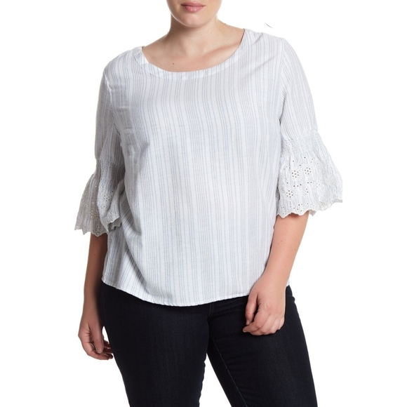 Susina Tops - NWT SUSINA Bell Sleeve Striped Boatneck Top 2X